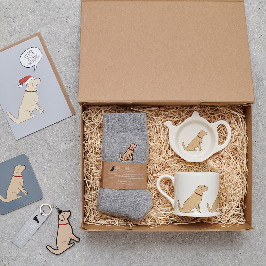 Golden Retriever gift hamper featuring personalised Golden Retriever keyring — thoughtful dog lover gift set by Sweet William Designs