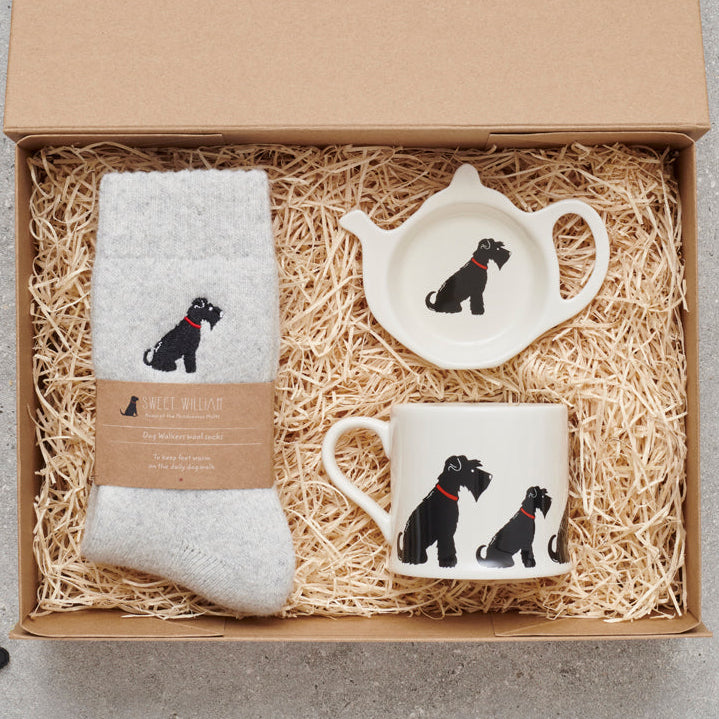 Black Schnauzer gift hamper featuring personalised Black Schnauzer keyring — thoughtful dog lover gift set by Sweet William Designs