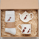 Liver & White Springer Spaniel gift hamper featuring teabag dish, mug & socks — thoughtful dog lover gift set by Sweet William Designs