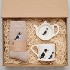 Black & White Springer Spaniel gift hamper featuring teabag dish, mug & socks — thoughtful dog lover gift set by Sweet William Designs