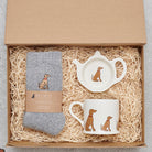 Vizsla gift hamper featuring teabag dish, mug & socks — thoughtful dog lover gift set by Sweet William Designs