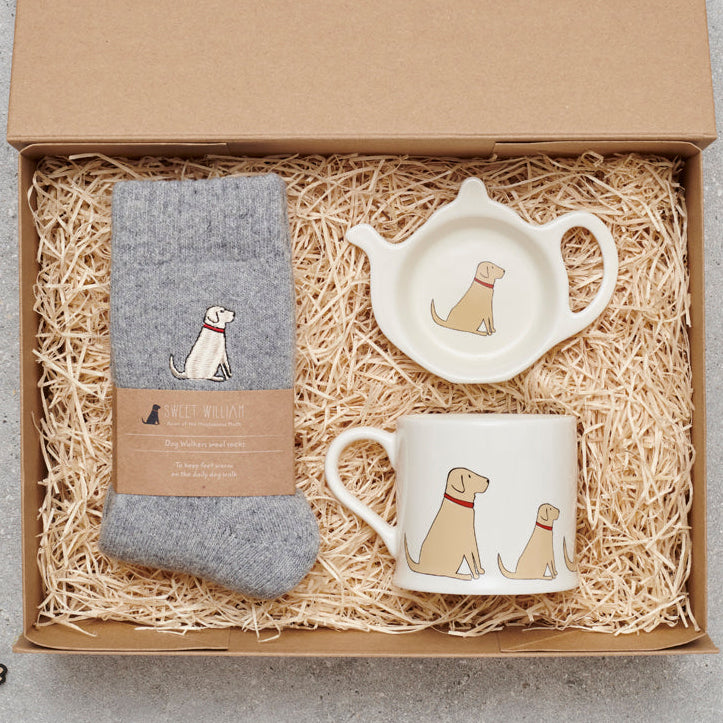 Yellow Labrador gift hamper featuring personalised Yellow Lab keyring — thoughtful dog lover gift set by Sweet William Designs
