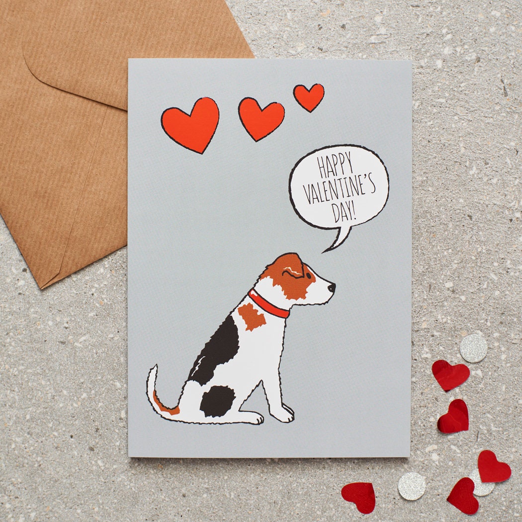Jack Russell Valentine's Day card — illustrated dog lover greeting card by Sweet William Designs