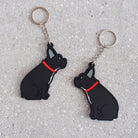 French Bulldog keyring showing both sides — double-sided PVC design with Sweet William's classic Frenchie illustration