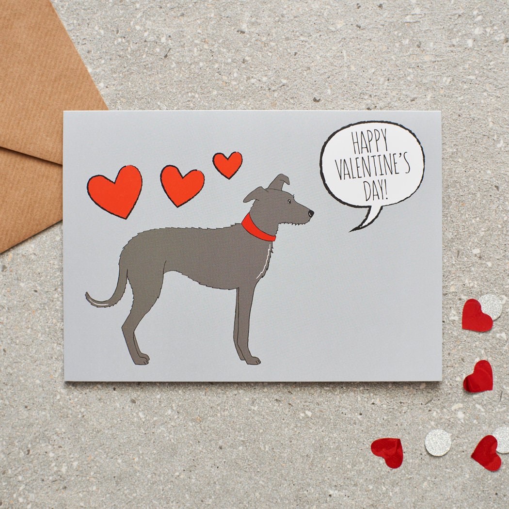 Lurcher Valentine's Day card — illustrated dog lover greeting card by Sweet William Designs
