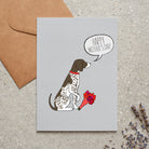 German Shorthaired Pointer Mother's Day card featuring illustrated GSP holding flowers — blank inside with optional handwritten message, perfect gift for dog mums