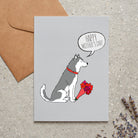 Husky / Malamute Mother's Day card featuring illustrated Husky holding flowers — blank inside with optional handwritten message, perfect gift for dog mums