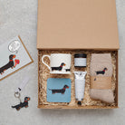 Dachshund gift hamper featuring coaster and matching mug — thoughtful dog lover gift set by Sweet William Designs