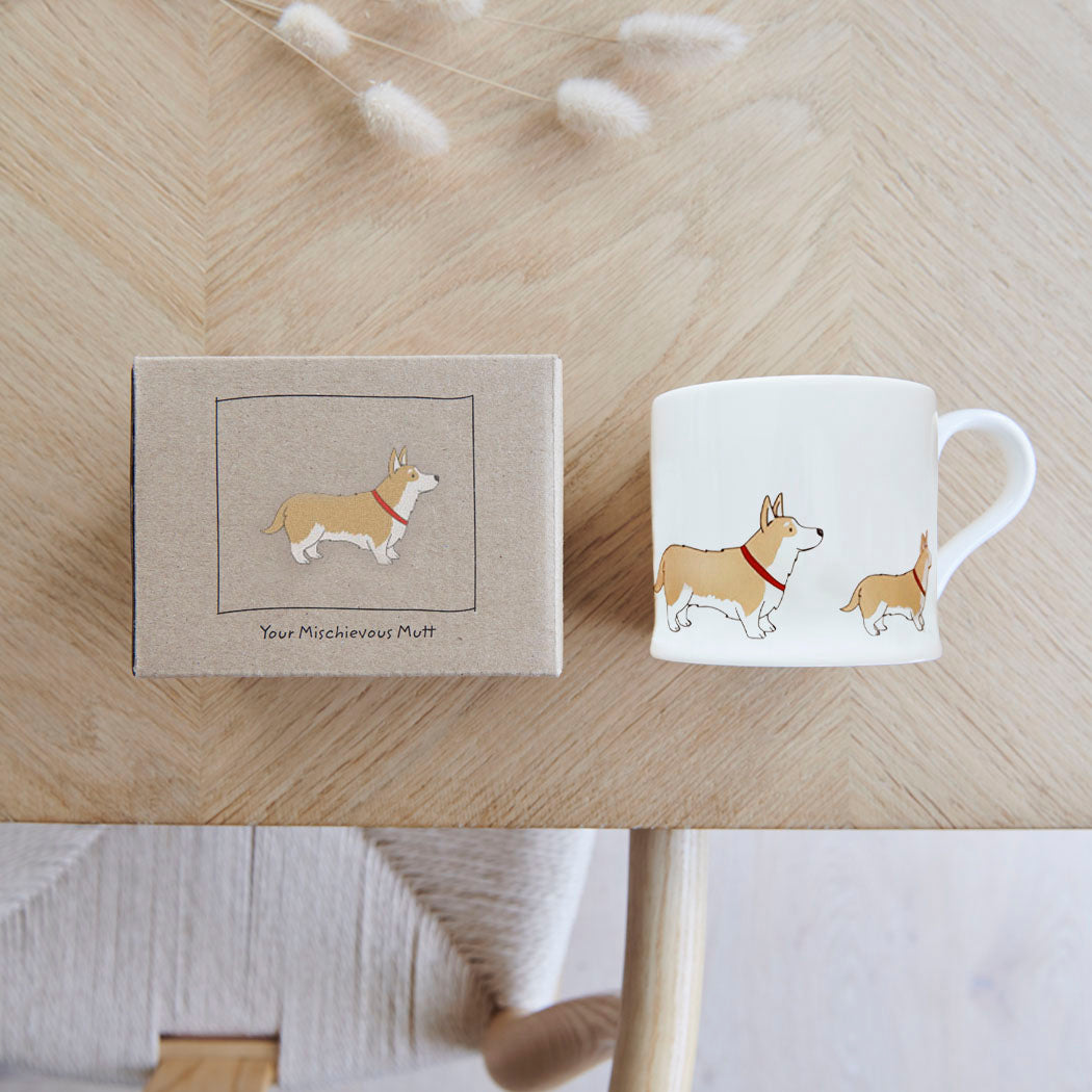 Corgi mug with kraft gift box — perfect gift for Corgi owners by Sweet William Designs