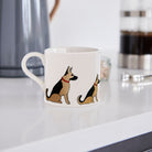 Sweet William German Shepherd Mug in a kitchen setting — illustrated German Shepherd ceramic mug