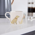 Sweet William Golden Retriever Mug in a kitchen setting — illustrated Golden Retriever ceramic mug