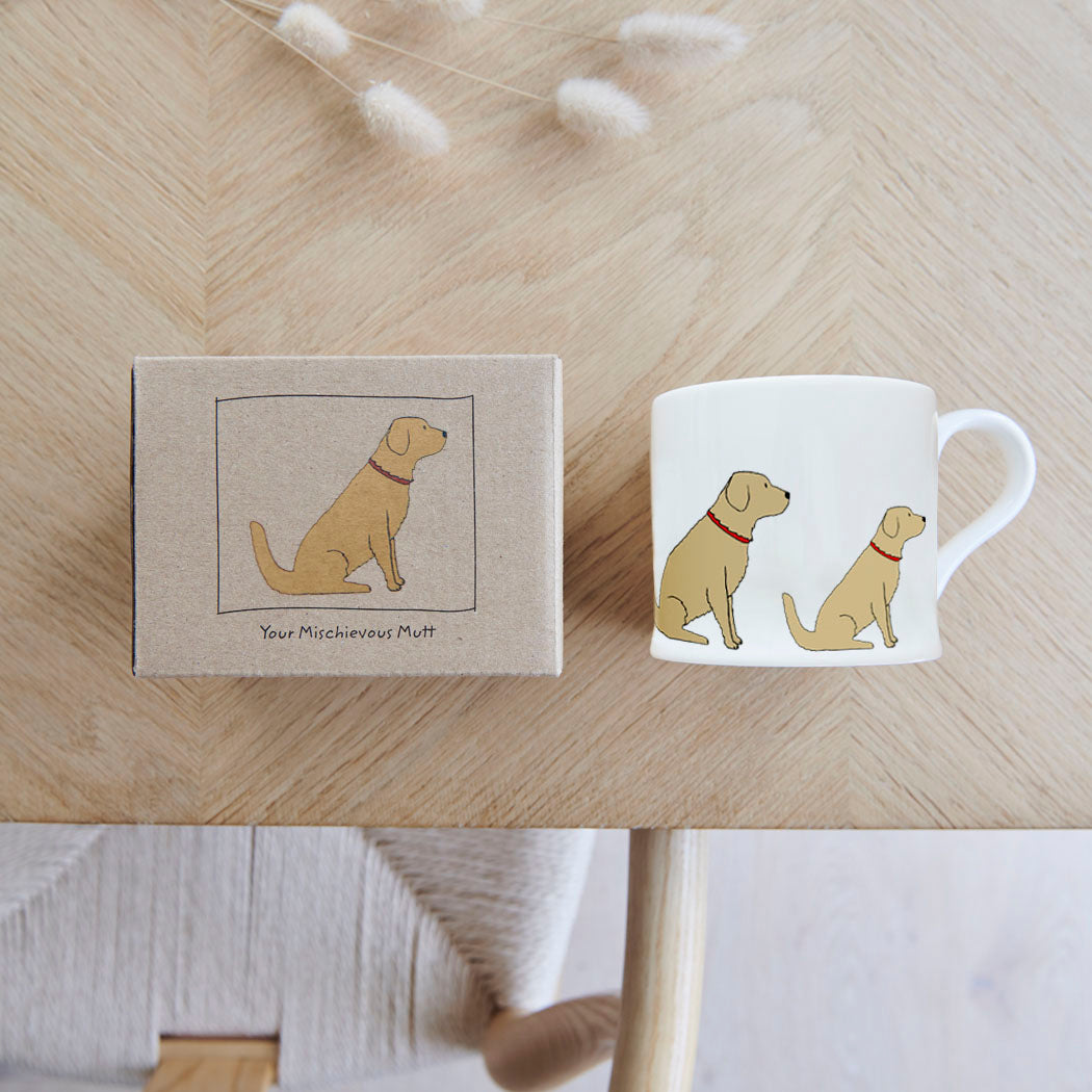Sweet William Golden Retriever Mug with kraft gift box — Golden Retriever gift set presentation