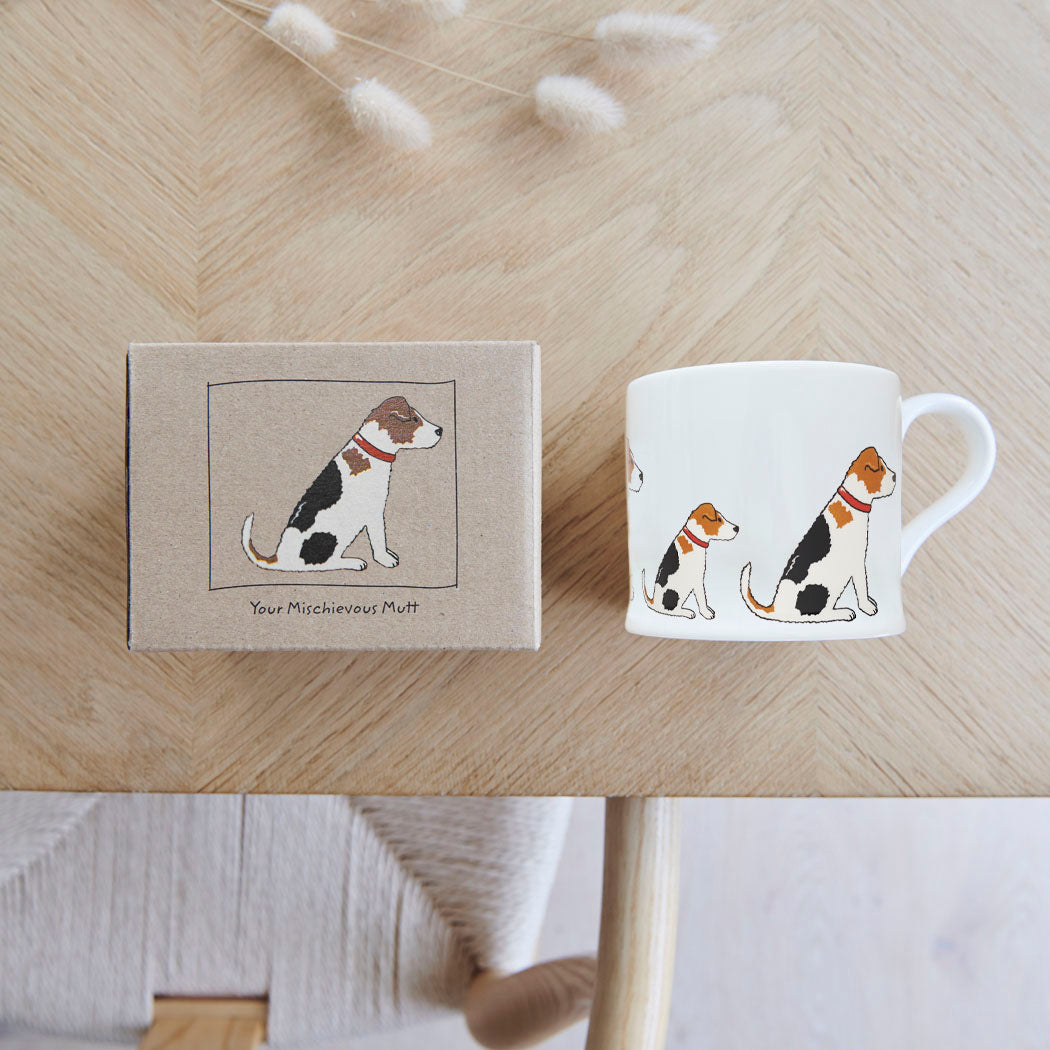 Sweet William Jack Russell Mug with kraft gift box — Jack Russell gift set presentation