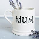 Simple ceramic Mum mug styled with lavender stems, a lovely everyday gift for Mum