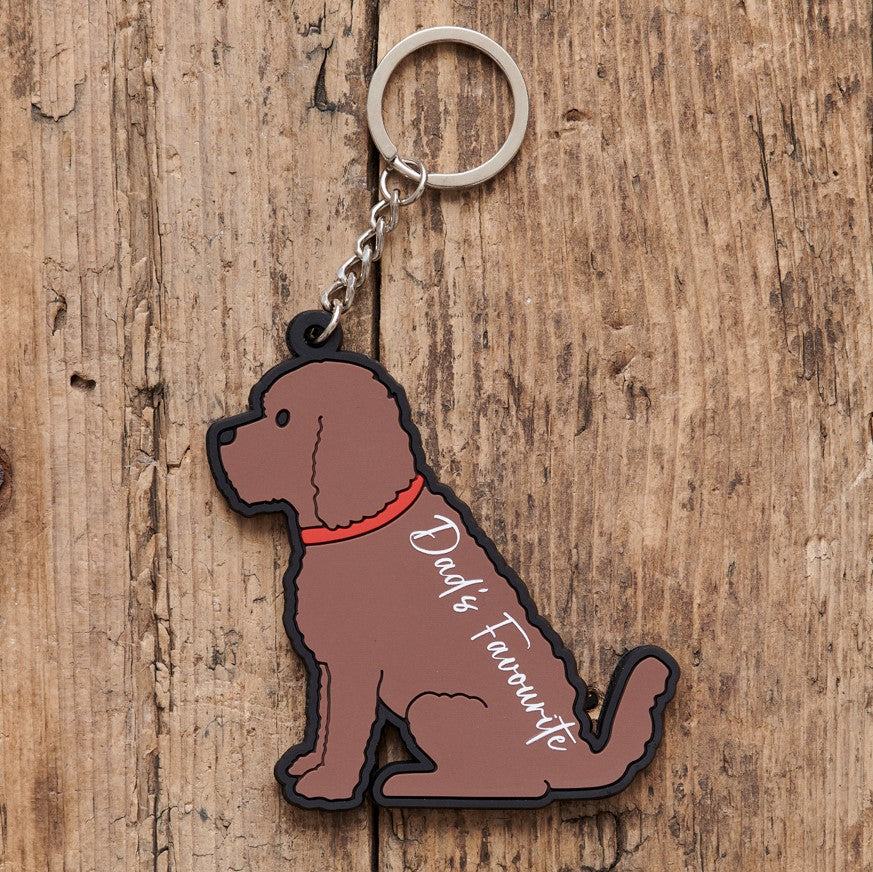 Chocolate Cockapoo / Labradoodle keyring Father's Day gift — personalised double-sided PVC dog lover gift by Sweet William Designs