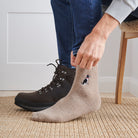 Man wearing Springer Spaniel dog walking socks — embroidered wool blend, unisex gift for dog lovers