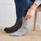 Man wearing Vizsla dog walking socks — embroidered wool blend, unisex gift for dog lovers
