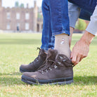Westie dog walking socks worn outdoors — embroidered wool blend socks, perfect gift for Westie owners