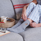 Relaxing in Golden Retriever dog walking socks — cosy wool blend socks, ideal gift for Goldie owners