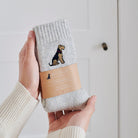 Airedale Terrier socks in hand – embroidered wool dog lover gift