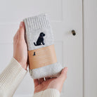 Black Cockapoo Labradoodle socks in hand – embroidered wool dog lover gift