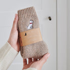 Westie embroidered socks held in hand — soft wool blend dog lover gift by Sweet William Designs