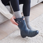 Dalmatian dog walking socks worn with wellies — perfect gift for dog walkers and countryside lovers