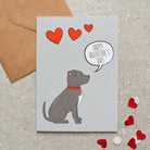 Staffie Valentine's Day card — illustrated dog lover greeting card by Sweet William Designs