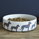 Lurcher dog bowl with signature illustration — ceramic dog lover gift by Sweet William Designs