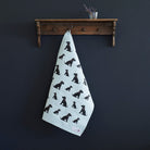 Black Cocker Spaniel tea towel in thick organic cotton — screen printed Black Cocker Spaniel illustration, kitchen gift for dog lovers by Sweet William Designs