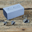 Black Cocker Spaniel cufflinks and dog tag set with Sweet William Designs gift box — silver-plated Daddy & Me gift for Cocker Spaniel owners