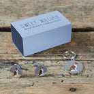 Liver & White Springer Spaniel cufflinks and dog tag set with Sweet William Designs gift box — silver-plated Daddy & Me gift for Springer Spaniel owners