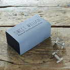 Silver-plated dog cufflinks with Sweet William Designs gift box — personalised dog lover gift, perfect for dog owners