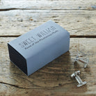 Silver-plated dog cufflinks with Sweet William Designs gift box — personalised dog lover gift, perfect for dog owners