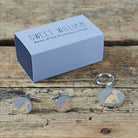 Golden Cocker Spaniel cufflinks and dog tag set with Sweet William Designs gift box — silver-plated Daddy & Me gift for Cocker Spaniel owners