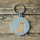Close-up of Yellow Labrador dog ID tag — silver-plated brass with illustrated Yellow Labrador design, personalised dog tag by Sweet William Designs