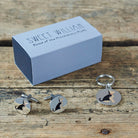 Yorkshire Terrier cufflinks and dog tag set with Sweet William Designs gift box — silver-plated Daddy & Me gift for Yorkie owners