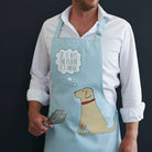 Yellow Labrador apron in organic cotton canvas with screen-printed “If it hits the floor it's mine” design — a gift for Yellow Lab lovers by Sweet William Designs