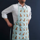 Vizsla organic cotton apron — screen-printed repeat pattern, front pocket & adjustable strap, gift for Vizsla lovers