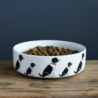 Black & White Springer Spaniel dog bowl with signature illustration — ceramic dog lover gift by Sweet William Designs
