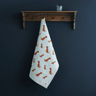 Boxer tea towel in thick organic cotton — screen printed Boxer illustration, kitchen gift for dog lovers by Sweet William Designs
