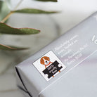 Close-up of Westie soap packaging showing cruelty-free label — no parabens, no SLS, never tested on animals, made in England