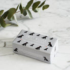 Black Cocker Spaniel triple milled soap on marble surface — honey-enriched luxury soap in Black Cocker Spaniel illustrated packaging by Sweet William Designs