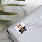 Close-up of Dachshund soap packaging showing cruelty-free label — no parabens, no SLS, never tested on animals, made in England