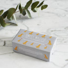Vizsla triple milled soap on marble surface — honey-enriched luxury soap in Vizsla illustrated packaging by Sweet William Designs