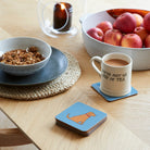 Fox Red Labrador coaster on desk — eucalyptus wood with cork backing, dog lover gift by Sweet William Designs