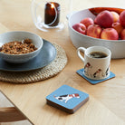 Jack Russell coaster on desk — eucalyptus wood with cork backing, dog lover gift by Sweet William Designs