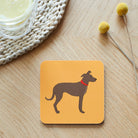 Close-up of Lurcher coaster — sustainably sourced eucalyptus wood with cork backing, heat-resistant and easy to wipe clean 