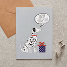 Dalmatian Father's Day card — illustrated dog with gift and 'Happy Father's Day' message, dog lover gift by Sweet William Designs