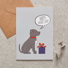 Staffie Father's Day card — illustrated dog with gift and 'Happy Father's Day' message, dog lover gift by Sweet William Designs